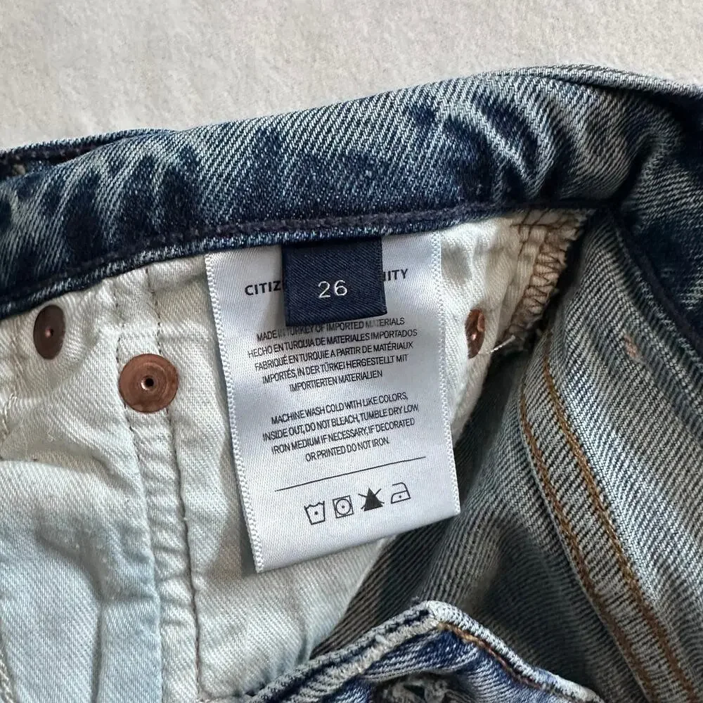 Citizens of Humanity Florence Jeans Size 26 High Rise Straight Raw Hem